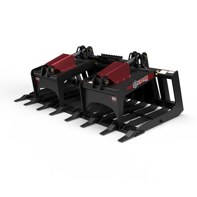 Virnig V50 Skeleton Tooth Grapple | Models TSGV72, TSGV78, TSGV84 & TSGV90 | Widths 73.5" To 91.5" | Hydraulic Flow 15 To 25 GPM | For Skid Steer
