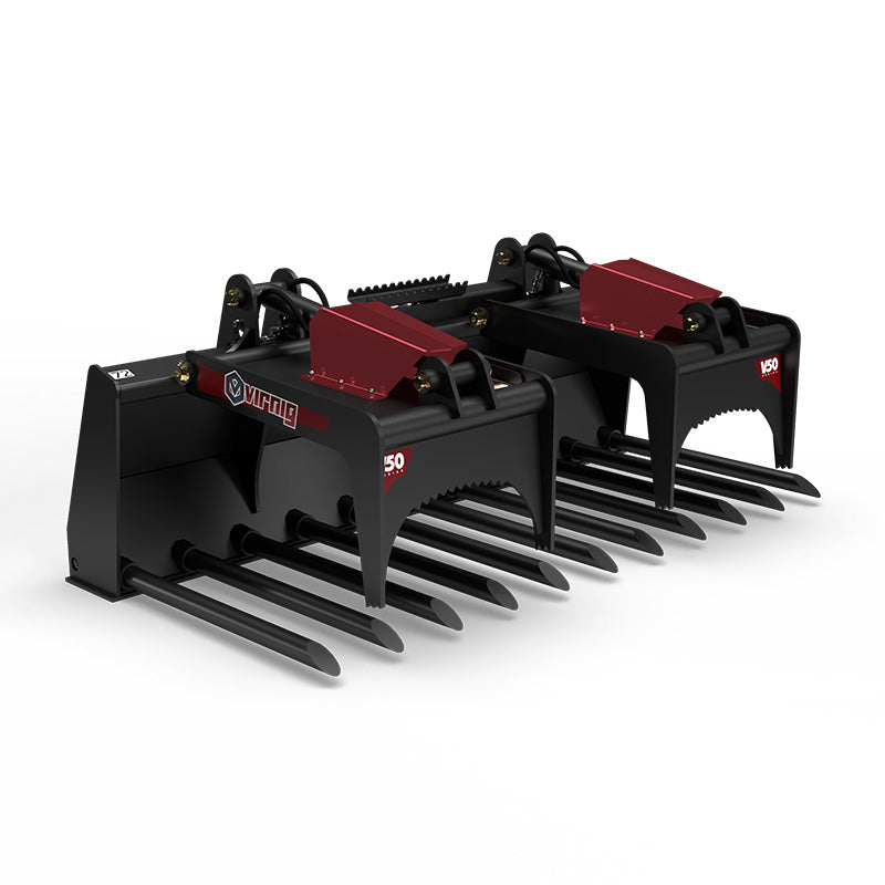 Virnig V50 Tine Fork Grapple | Models TBG260, TBG266, TBG272 & TBG278 | Widths 61" To 79" | Hydraulic Flow 15 To 25 GPM | For Skid Steer