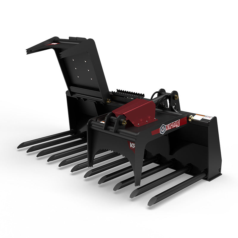 Virnig V50 Tine Fork Grapple | Models TBG260, TBG266, TBG272 & TBG278 | Widths 61" To 79" | Hydraulic Flow 15 To 25 GPM | For Skid Steer