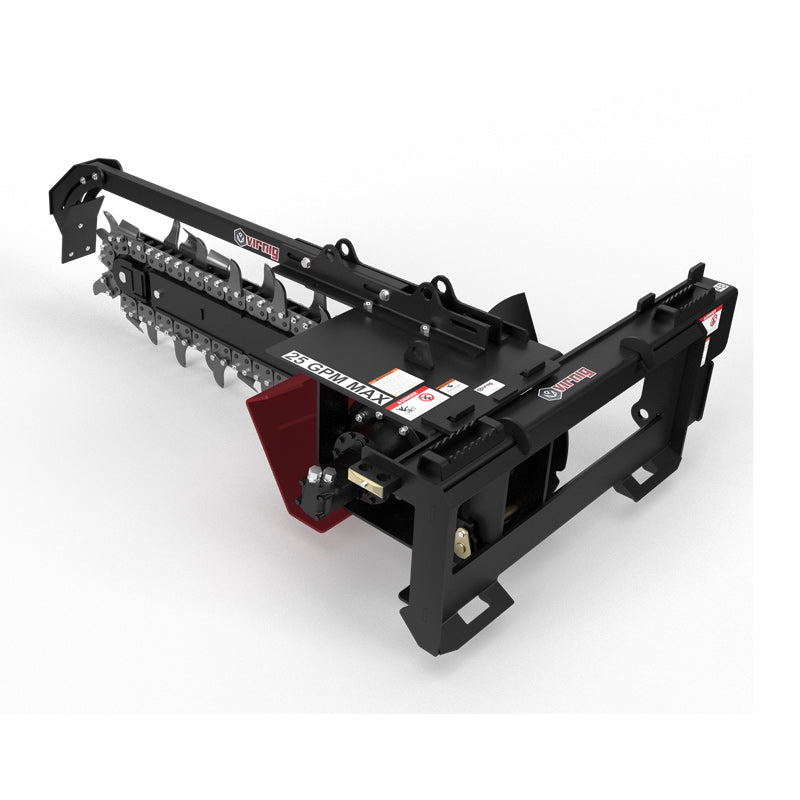 Virnig V50 Trencher | Models TCH36, TCH48 & TCH60 | Dig Depths 36" To 60" | Hydraulic Flow 15-25 GPM | For Skid Steer