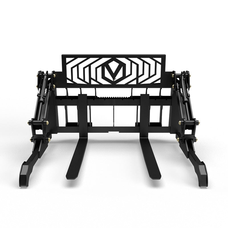Virnig V60 Two-Cylinder Pipe & Mat Pallet Fork Grapple | Models PPFG248 & PPFG260 | Widths 48" & 60" | Hydraulic Flow 15 To 25 GPM | For Skid Steer