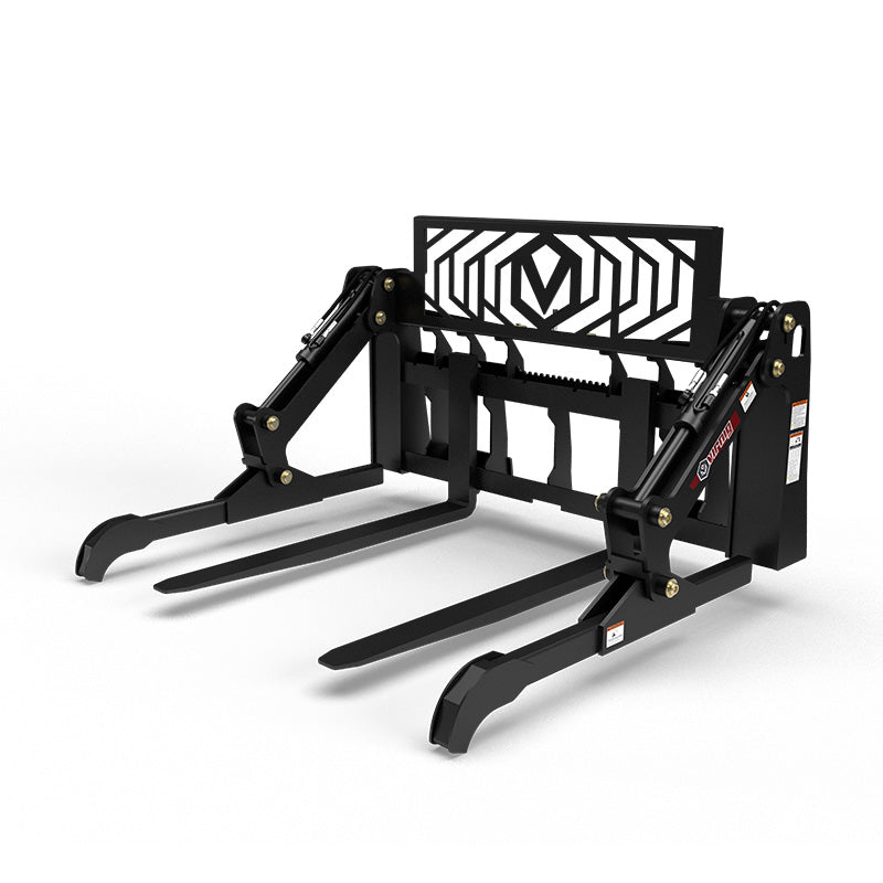 Virnig V60 Two-Cylinder Pipe & Mat Pallet Fork Grapple | Models PPFG248 & PPFG260 | Widths 48" & 60" | Hydraulic Flow 15 To 25 GPM | For Skid Steer