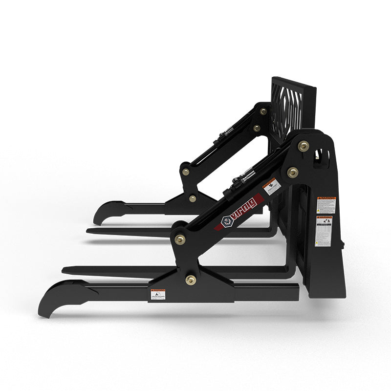 Virnig V60 Two-Cylinder Pipe & Mat Pallet Fork Grapple | Models PPFG248 & PPFG260 | Widths 48" & 60" | Hydraulic Flow 15 To 25 GPM | For Skid Steer