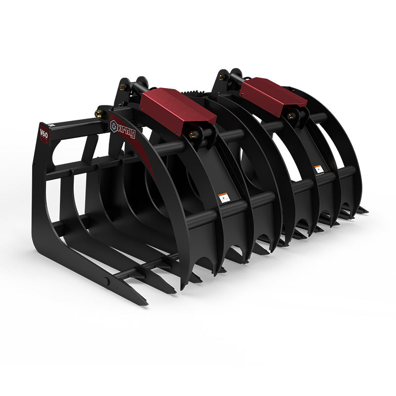 Virnig V60 Large Capacity Skeleton Grapple | Models LCG72 & LCG84 | Widths 73" & 85" | Hydraulic Flow 15 To 25 GPM | For Skid Steers