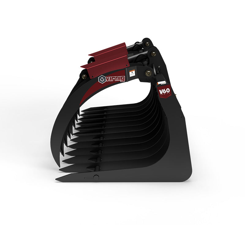 Virnig V60 Large Capacity Skeleton Grapple | Models LCG72 & LCG84 | Widths 73" & 85" | Hydraulic Flow 15 To 25 GPM | For Skid Steers