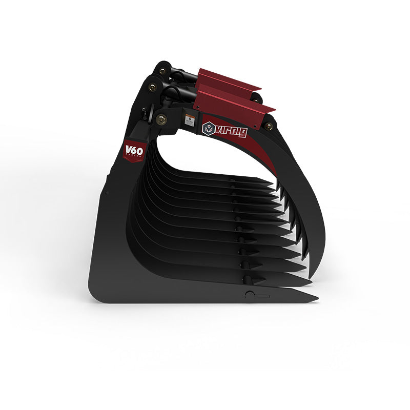 Virnig V60 Large Capacity Skeleton Grapple | Models LCG72 & LCG84 | Widths 73" & 85" | Hydraulic Flow 15 To 25 GPM | For Skid Steers