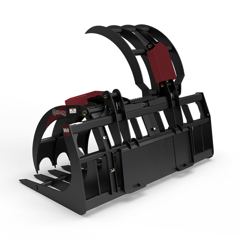 Virnig V60 Large Capacity Skeleton Grapple | Models LCG72 & LCG84 | Widths 73" & 85" | Hydraulic Flow 15 To 25 GPM | For Skid Steers