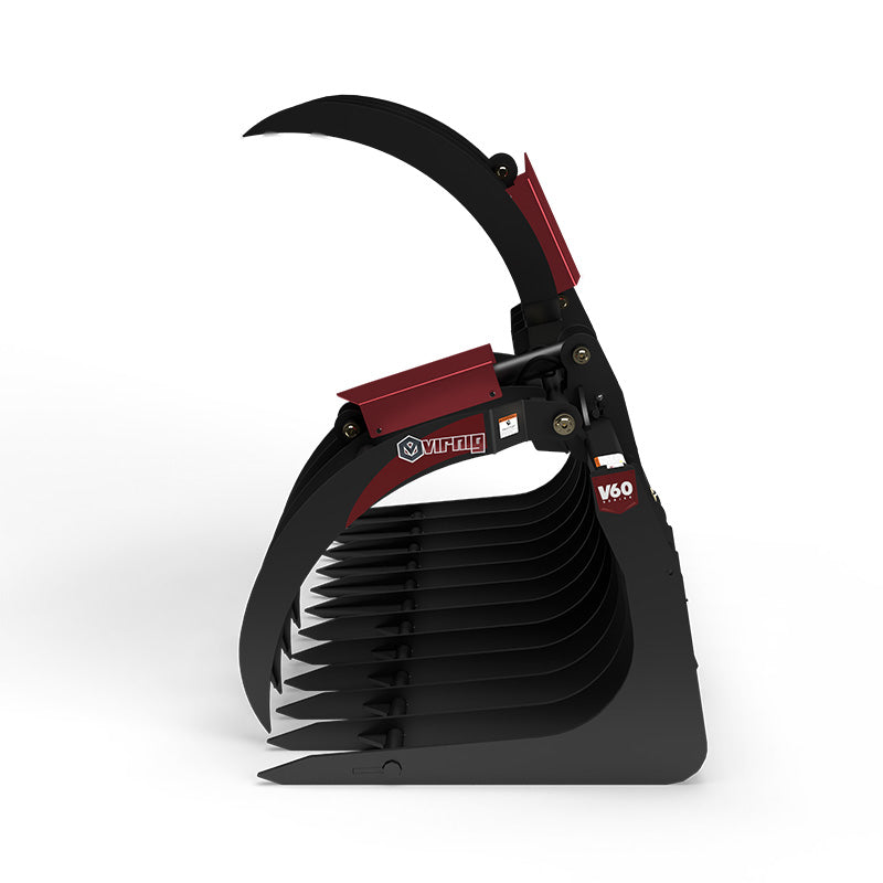 Virnig V60 Large Capacity Skeleton Grapple | Models LCG72 & LCG84 | Widths 73" & 85" | Hydraulic Flow 15 To 25 GPM | For Skid Steers