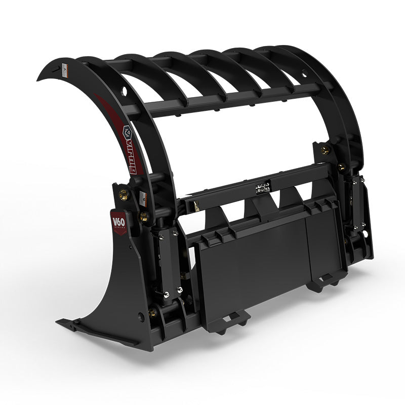 Virnig V60 Root Rake Grapple | Models RRG72, RRG78 & RRG84 | Widths 74.5" To 86.5" | Hydraulic Flow 15 To 25 GPM | For Skid Steer