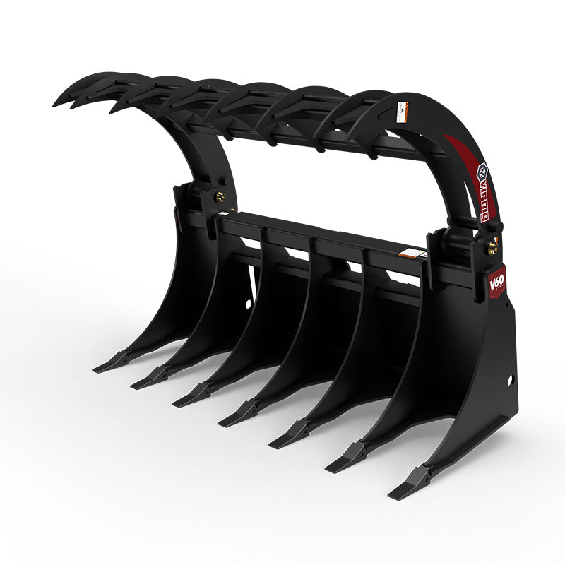 Virnig V60 Root Rake Grapple | Models RRG72, RRG78 & RRG84 | Widths 74.5" To 86.5" | Hydraulic Flow 15 To 25 GPM | For Skid Steer