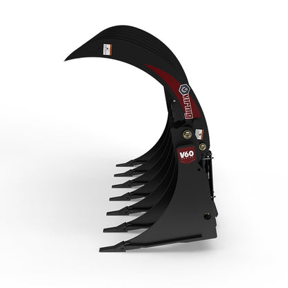 Virnig V60 Root Rake Grapple | Models RRG72, RRG78 & RRG84 | Widths 74.5" To 86.5" | Hydraulic Flow 15 To 25 GPM | For Skid Steer