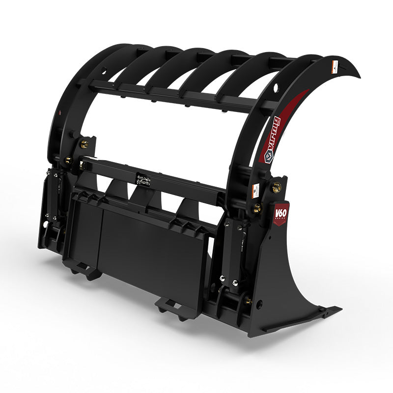 Virnig V60 Root Rake Grapple | Models RRG72, RRG78 & RRG84 | Widths 74.5" To 86.5" | Hydraulic Flow 15 To 25 GPM | For Skid Steer