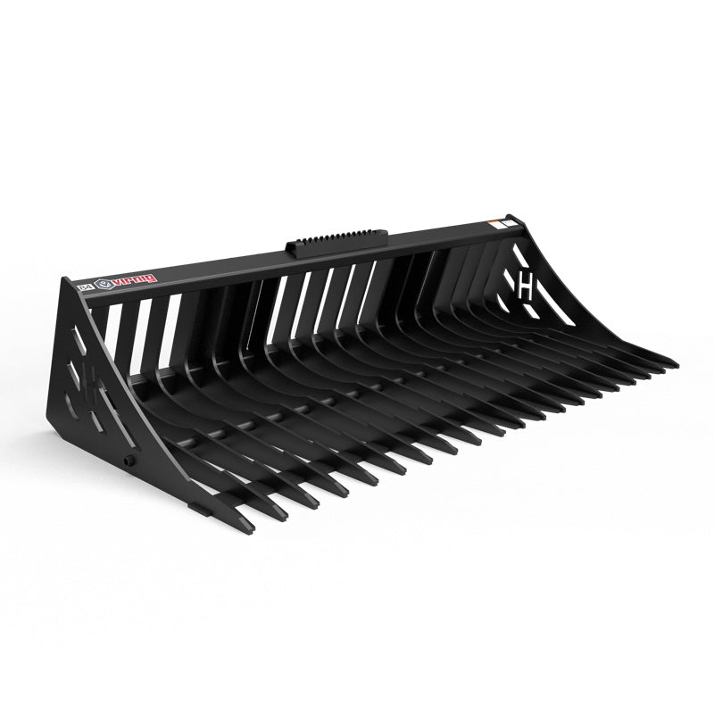 Virnig V60 Skeleton Rock Bucket | Models HSRV72, HSRV78, HSRV84 & HSRV90 | Widths 72" To 90" | Hydraulic Flow 15 To 25 GPM | For Skid Steers