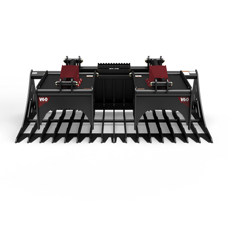 Virnig V60 Skeleton Rock Grapple | Models HSRGV72, HSRGV78, HSRGV84 & HSRGV90 | Widths 72" To 90" | Hydraulic Flow 15 To 25 GPM | For Skid Steer