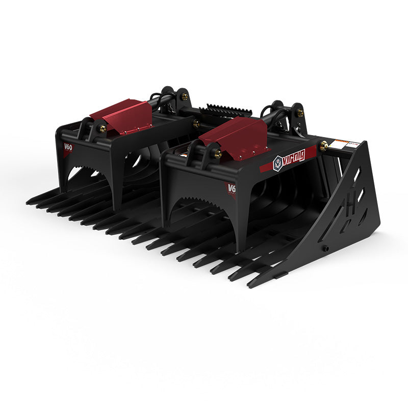 Virnig V60 Skeleton Rock Grapple | Models HSRGV72, HSRGV78, HSRGV84 & HSRGV90 | Widths 72" To 90" | Hydraulic Flow 15 To 25 GPM | For Skid Steer