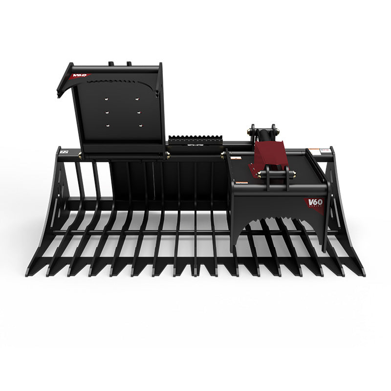 Virnig V60 Skeleton Rock Grapple | Models HSRGV72, HSRGV78, HSRGV84 & HSRGV90 | Widths 72" To 90" | Hydraulic Flow 15 To 25 GPM | For Skid Steer