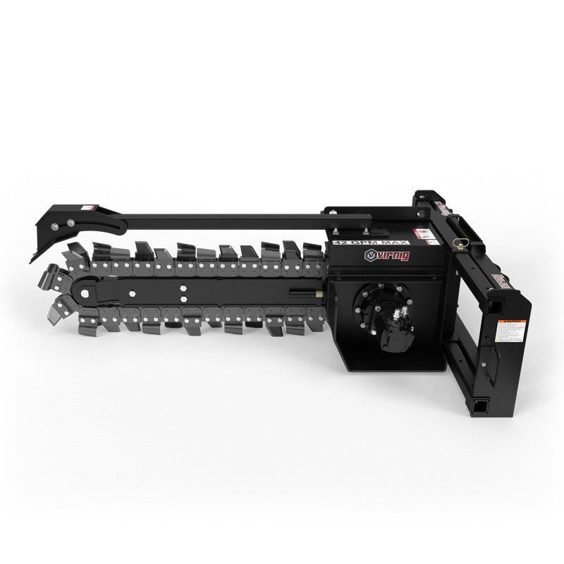 Virnig V60 Trencher | Models TRN36, TRN48, TRN60 | Dig Depth 36" To 60" | Hydraulic Flow 15 To 45 GPM | For Skid Steer