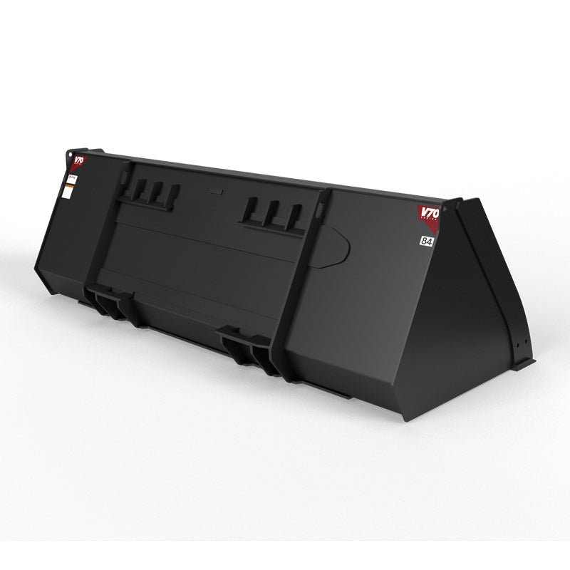 Virnig V70 CWL General Purpose Bucket | Models WGP72 To WGP96 | Widths 72" To 96" | Hydraulic Flow Range 15 To 25 GPM | For Compact Wheel Loaders