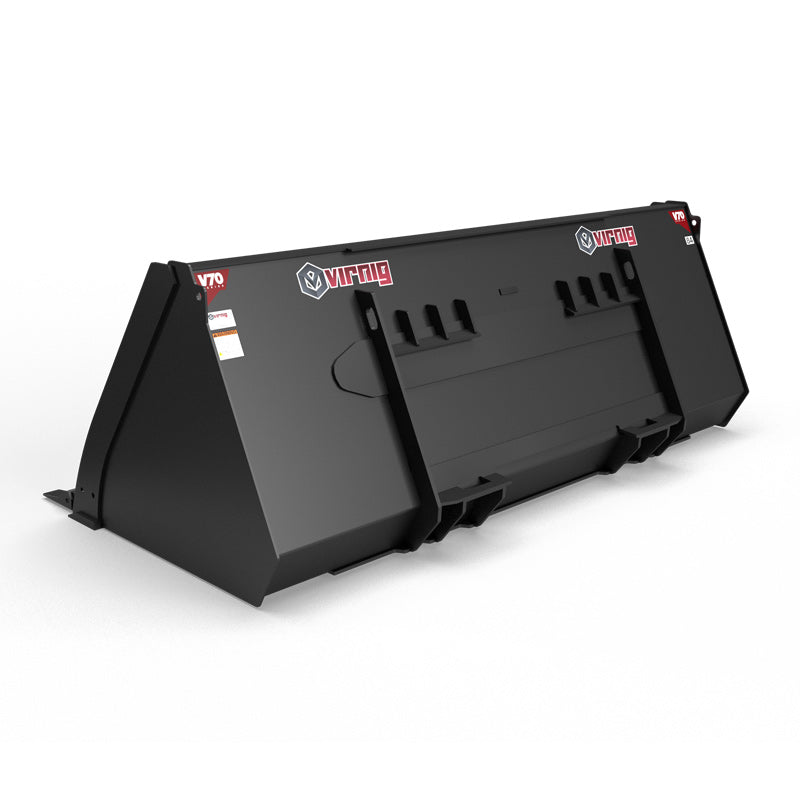 Virnig V70 CWL High Capacity General Purpose Bucket | Models WHC72 To WHC101 | Widths 73.5" To 101.5" | Hydraulic Flow Range 15 To 25 GPM | For Compact Wheel Loaders