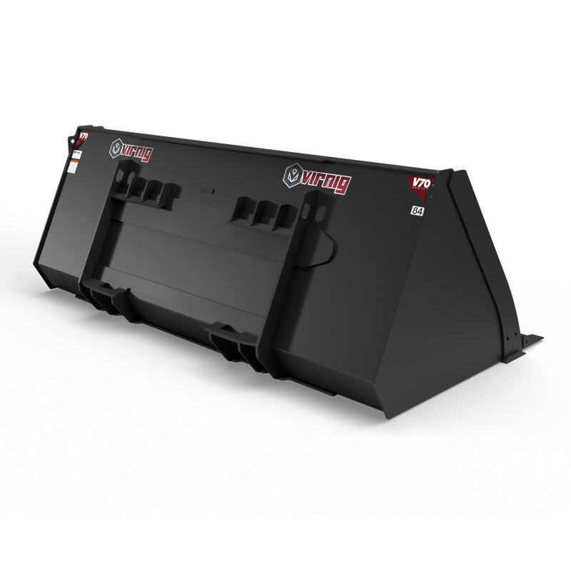 Virnig V70 CWL High Capacity General Purpose Bucket | Models WHC72 To WHC101 | Widths 73.5" To 101.5" | Hydraulic Flow Range 15 To 25 GPM | For Compact Wheel Loaders