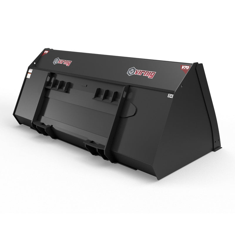 Virnig V70 CWL Snow / Light Material Bucket | Models WLM72, WLM78, WLM84, WLM96 & WLM101 | Widths 73.5" To 101.5" | Hydraulic Flow Range 15 To 25 GPM | For Compact Wheel Loaders