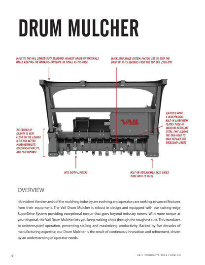 Vail Products 50", 60" & 72" Drum Mulchers | For Compact Track Loader