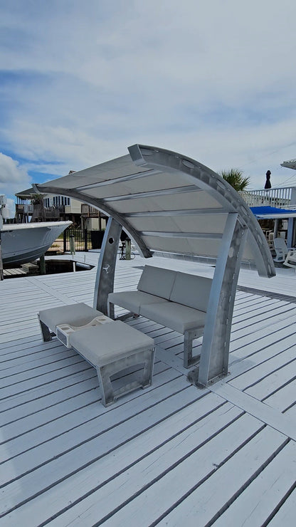 Killer Dock Cabana, Love Seat & Ottoman Outdoor Furniture | Width 48" | Marine-Grade Aluminum | For Dock, Seawall, Deck & Patio
