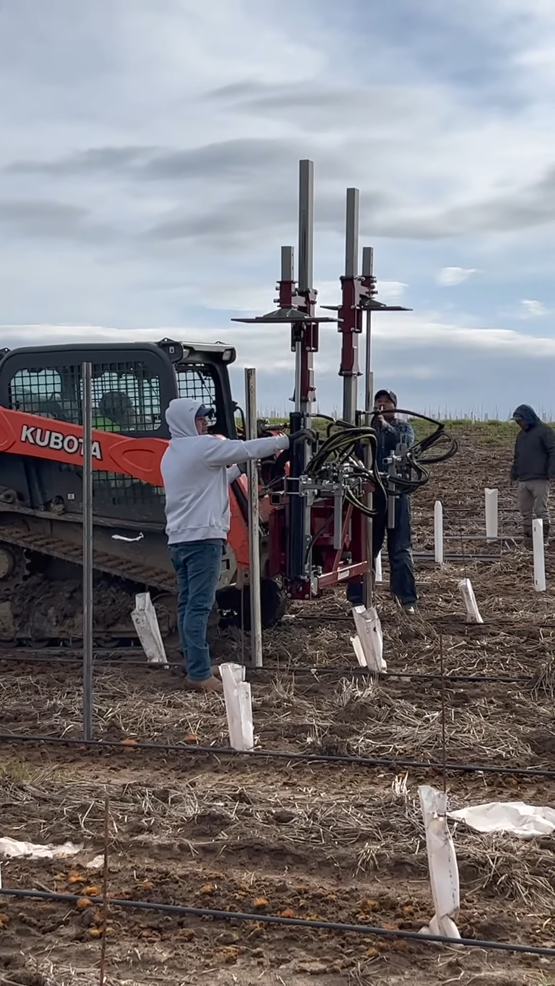Agrishield Tilting Double Stake Driver | 36″ Driving Hydraulic Cylinders | Oil Flow Range 8-15 GPM | For Skid Steers