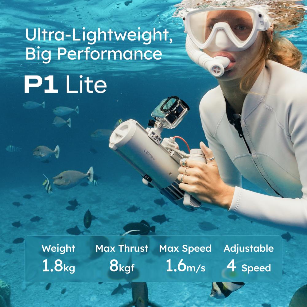 Lefeet Underwater Scooter | Model P1 Lite | Length 10.71" | Thrust 8 kgf | Depth 60m | For Scuba & SUP