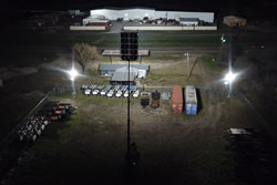 Larson Electronics 112' Hydraulic Megatower™ Light Plant - 33' Trailer - (20) LED Lamps - 20KW Genset - Auto Retract