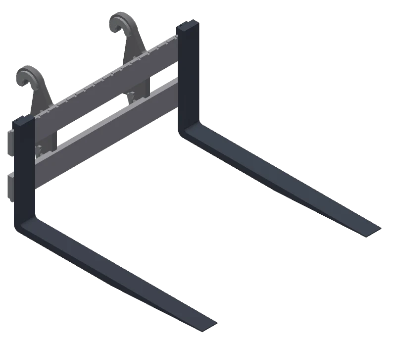TAG ITA Pallet Forks | Tine Lengths 48"–72" | Fork Height 26"–34" | Machine Size 6-40 Tons | For Wheel Loaders & Backhoes