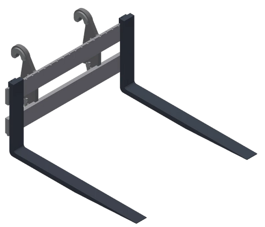 TAG ITA Pallet Forks | Tine Lengths 48"–72" | Fork Height 26"–34" | Rated Capacity 6,400–33,250 lbs | Machine Size 12,000–80,000 lb Machines | For Wheel Loaders & Backhoes