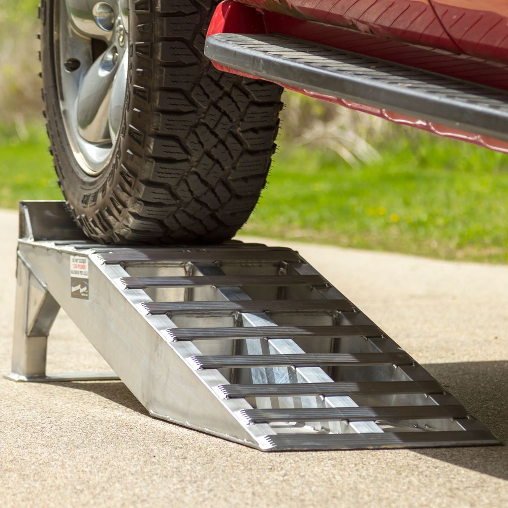 Heavy Duty Ramps Aluminum Truck Service Ramps | Model WR-7K | Size 63" L x 16" W | Capacity 7,000 lb. Per Axle | Horsepower 23 HP | For Pickup Trucks, SUVs, Vans & Light-Duty Service