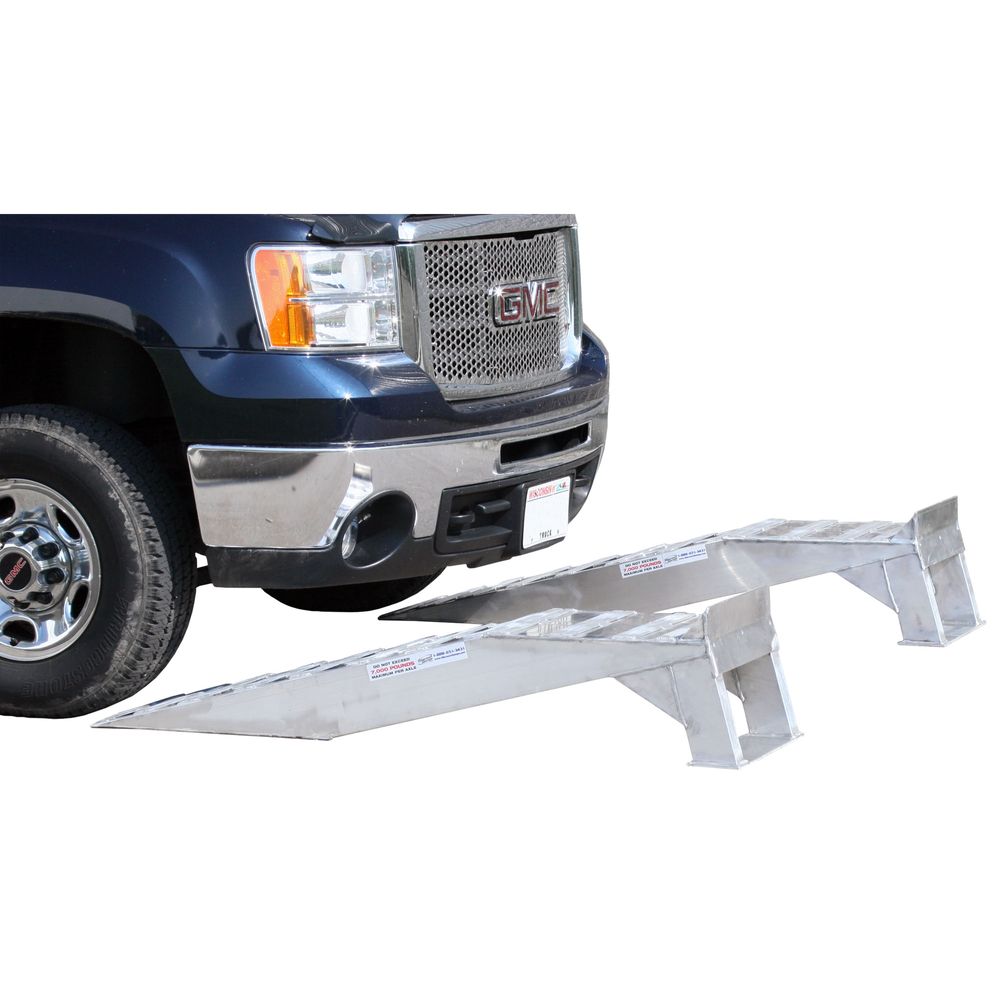 Heavy Duty Ramps Aluminum Truck Service Ramps | Model WR-7K | Size 63" L x 16" W | Capacity 7,000 lb. Per Axle | Horsepower 23 HP | For Pickup Trucks, SUVs, Vans & Light-Duty Service
