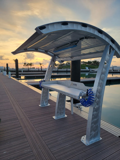 Killer Dock Fish Cleaning Station | Model Walker’s Cay Slam 7 1/2 | Width 112.5" | Heavy-Duty Aluminum & HDPE | For Dock, Marina, Seawall & Patio