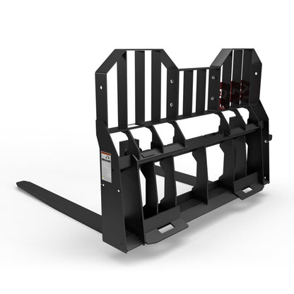 Virnig Wide Rail Pallet Fork: Hi-Vis | Models WPF4240 To WPF4862 | Tine Length 42" To 72" | Widths 54.5" To 59.5" | Hydraulic Flow 15 To 25 GPM | For Skid Steer