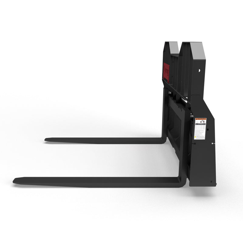 Virnig Wide Rail Pallet Fork: Hi-Vis | Models WPF4240 To WPF4862 | Tine Length 42" To 72" | Widths 54.5" To 59.5" | Hydraulic Flow 15 To 25 GPM | For Skid Steer