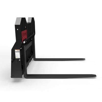 Virnig Wide Rail Pallet Fork: Hi-Vis | Models WPF4240 To WPF4862 | Tine Length 42" To 72" | Widths 54.5" To 59.5" | Hydraulic Flow 15 To 25 GPM | For Skid Steer