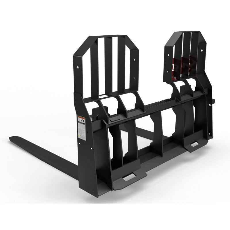 Virnig Wide Rail Walk-Through Pallet Fork | Models WPFWT4240 To WPFWT4862 | Tine Length 42" To 72" | Widths 54.5" To 59.5" | Hydraulic Flow 15 To 25 GPM | For Skid Steer