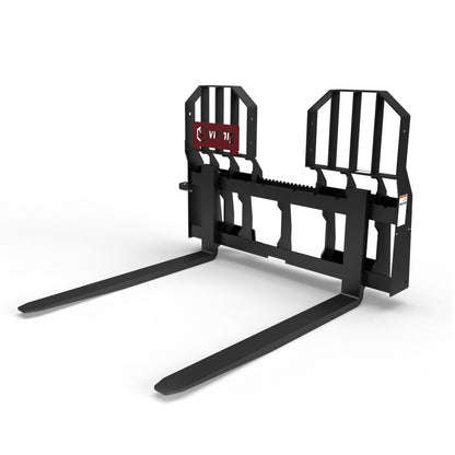 Virnig Wide Rail Walk-Through Pallet Fork | Models WPFWT4240 To WPFWT4862 | Tine Length 42" To 72" | Widths 54.5" To 59.5" | Hydraulic Flow 15 To 25 GPM | For Skid Steer