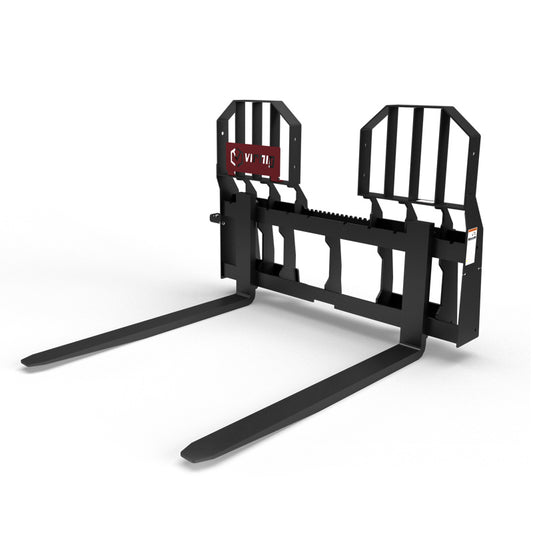 Virnig Wide Rail Walk-Through Pallet Fork | Models WPFWT4240 To WPFWT4862 | Tine Length 42" To 72" | Widths 54.5" To 59.5" | Hydraulic Flow 15 To 25 GPM | For Skid Steer