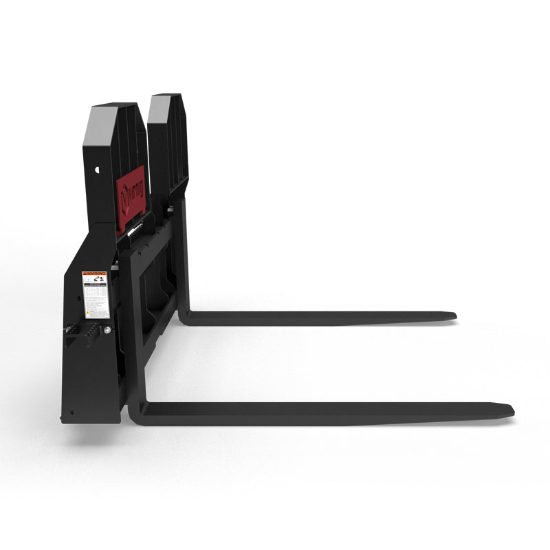 Virnig Wide Rail Walk-Through Pallet Fork | Models WPFWT4240 To WPFWT4862 | Tine Length 42" To 72" | Widths 54.5" To 59.5" | Hydraulic Flow 15 To 25 GPM | For Skid Steer