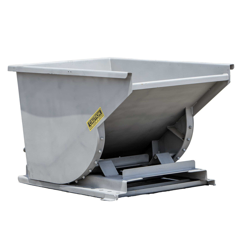 Express Steel | Self-Dumping Hopper | Model Wright Stainless Steel | SKU 5077SS | Capacity 0.5 Yard | Load Rating 4,000 lb | Weight 445 lbs | For Forklifts & Pallet Forks