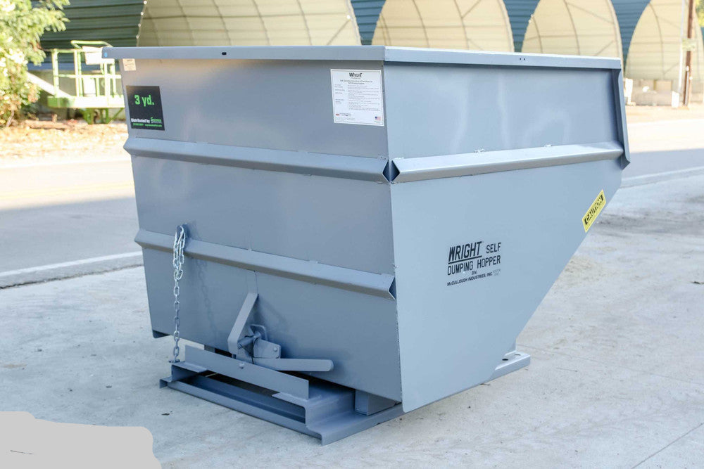 Express Steel 3 Yard Wright Self-Dumping Hopper | SKU 30055 | Width 70.5" | 3" Fork Pockets | Hydraulic Flow 15–20 GPM | For Forklifts & Skid Steers