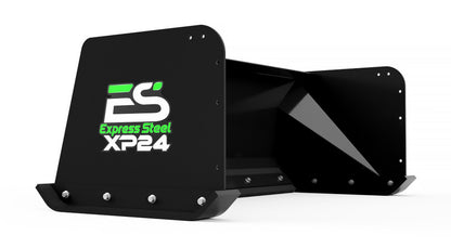 Express Steel 6' Pullback Snow Pusher | Model XP24 | Width 72" | 25+ HP | 25 GPM | For Tractors, Mini & Full-Size Skid Steers, Loaders
