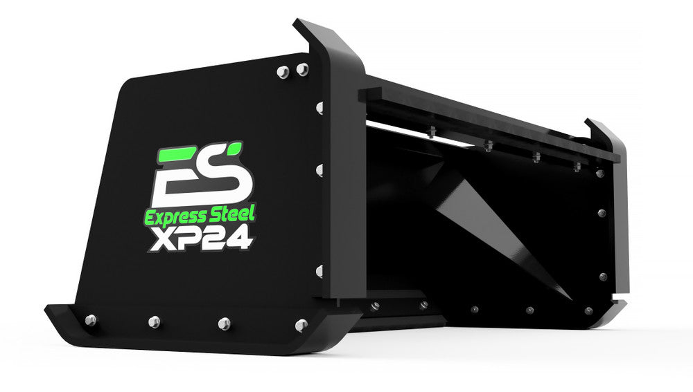 Express Steel 6' Pullback Snow Pusher | Model XP24 | Width 72" | 25+ HP | 25 GPM | For Tractors, Mini & Full-Size Skid Steers, Loaders