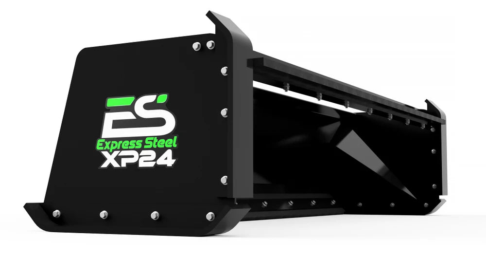 Express Steel 8' Pullback Snow Pusher | Model XP24 | Width 96" | 25 GPM | 35+ HP | For Skid Steers, Tractors & Loaders