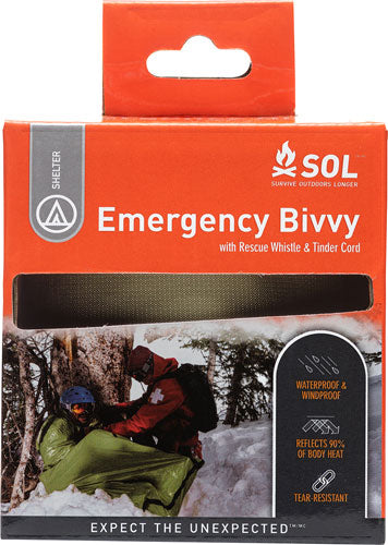 Arb Sol Emergency Bivvy W/ - Tender Cord & E Whistle Odgrn