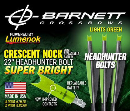 Lumenok Xbow Arrow 22" Barnett - Headhunter Green Crescent 3pk