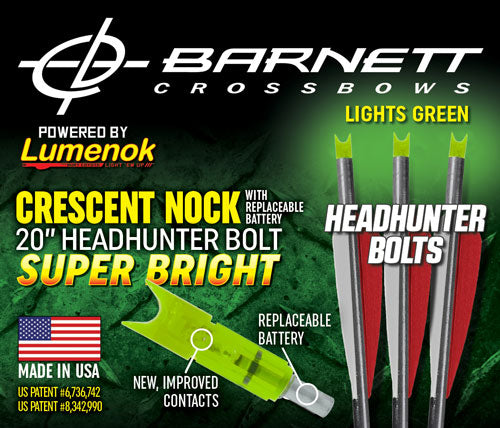 Lumenok Xbow Arrow 20" Barnett - Headhunter Green Crescent 3pk